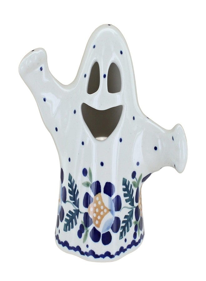 Blue Rose Polish Pottery - Yellow Sunflower Ghost Luminary - 5" Tall - Ceramic Candle Holder, Ghost Design makes Perfect Halloween Gift & Spooky Décor